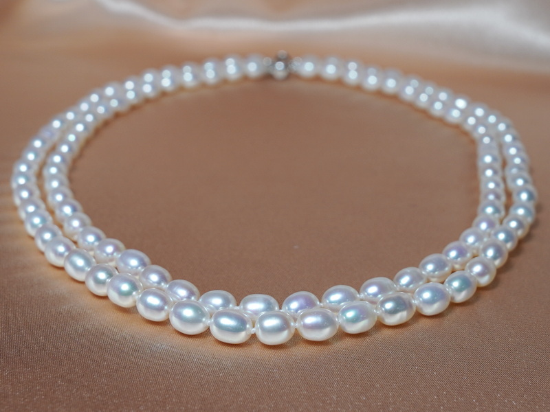 Dvouřadý perlový náhrdelník z říčních perel DOSN06AA+wJ Dvouřadý perlový náhrdelník z říčních perel DOSN06AA+wJ