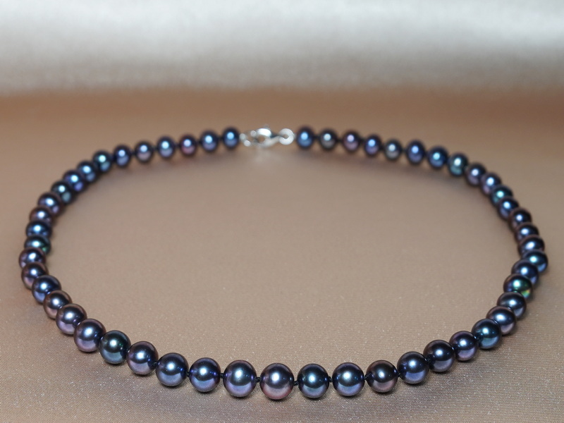 Náhrdelník černé říční perly NRSN7585AAAbAE Náhrdelník černé říční perly NRSN7585AAAbAE