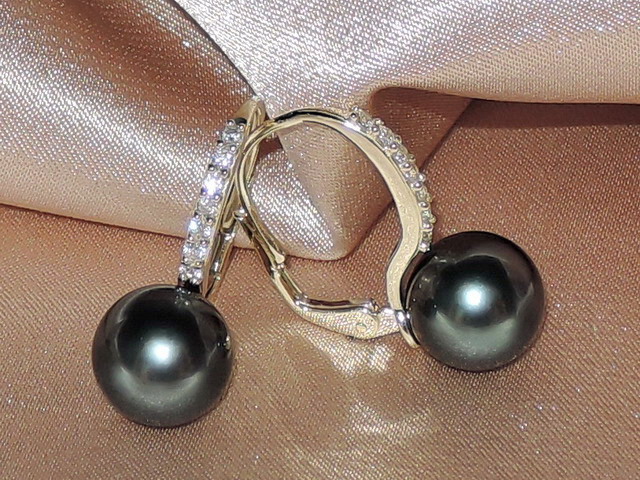 Zlaté náušnice 14K tahitské perly AAA BC021YE-T Zlaté náušnice 14K tahitské perly AAA BC021YE-T