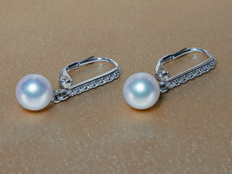 Zlaté perlové náušnice 14K akoya perly AAA BC024WE-A Zlaté perlové náušnice 14K akoya perly AAA BC024WE-A