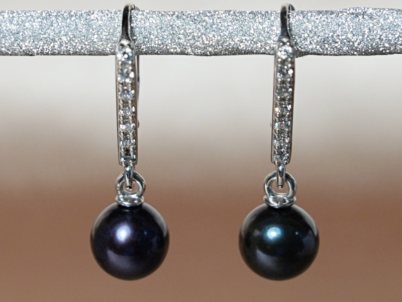 Perlové náušnice černé sladkovodní perly BC024SE-B Perlové náušnice černé sladkovodní perly BC024SE-B