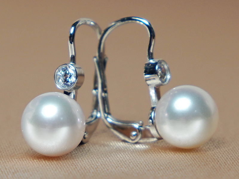 Zlaté náušnice 14K s perlami AAA a zirkony DS222WFE-W Zlaté náušnice 14K s perlami AAA a zirkony DS222WFE-W