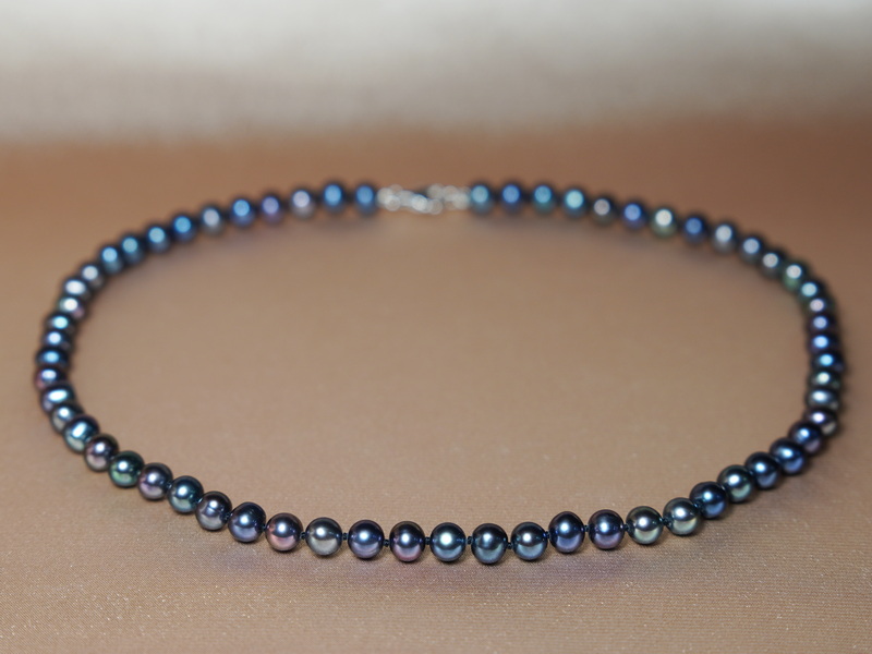 Perlový náhrdelník černé perly ROSN6070AA+bAE Perlový náhrdelník černé perly ROSN6070AA+bAE