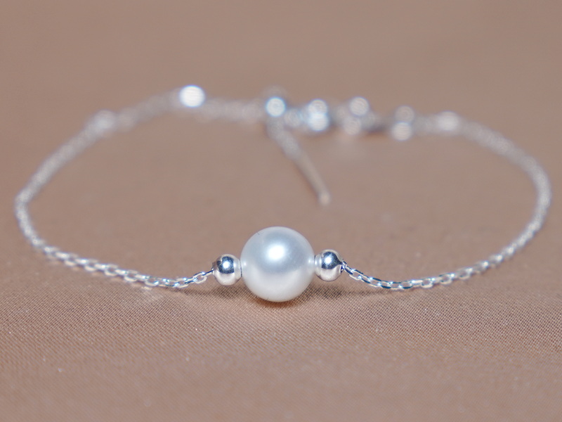 Pravá perla na řetízku náramek FPSB20w Pravá perla na řetízku náramek FPSB20w