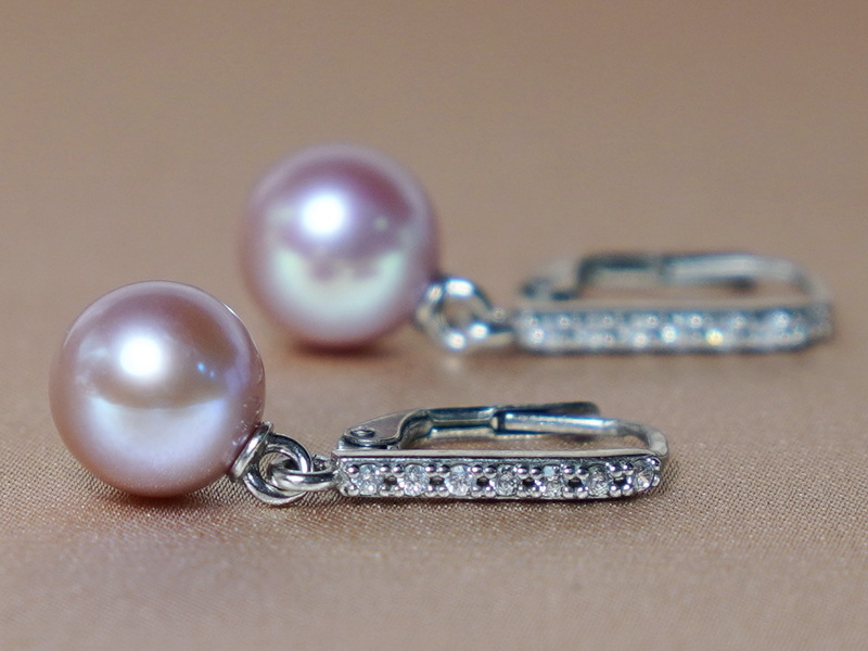 Stříbrné náušnice s říčními perlami a zirkony BC024SE-L Stříbrné náušnice s říčními perlami a zirkony BC024SE-L