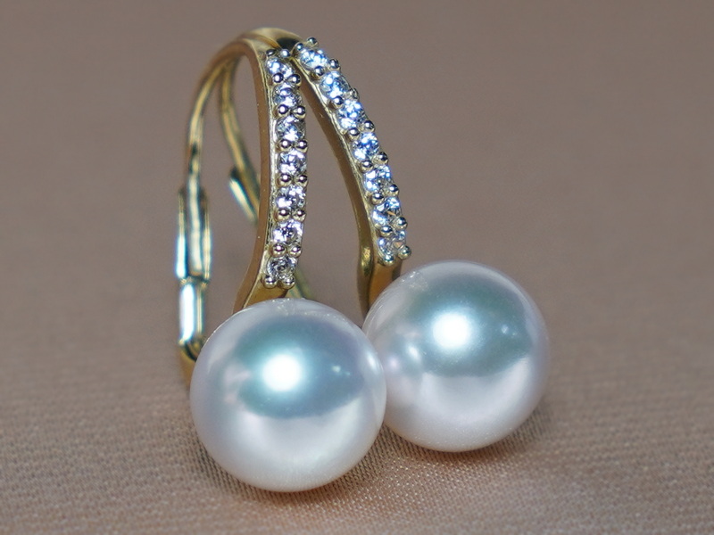 Zlaté náušnice 14K s perlami Jižního Pacifiku BC021YE-W Zlaté náušnice 14K s perlami Jižního Pacifiku BC021YE-W