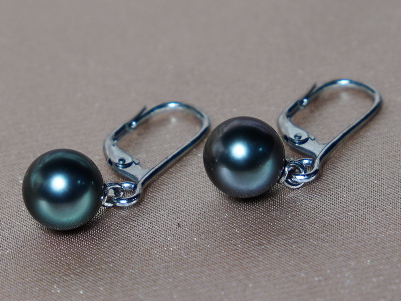 Zlaté náušnice 14K černé tahitské perly TEwZGC Zlaté náušnice 14K černé tahitské perly TEwZGC