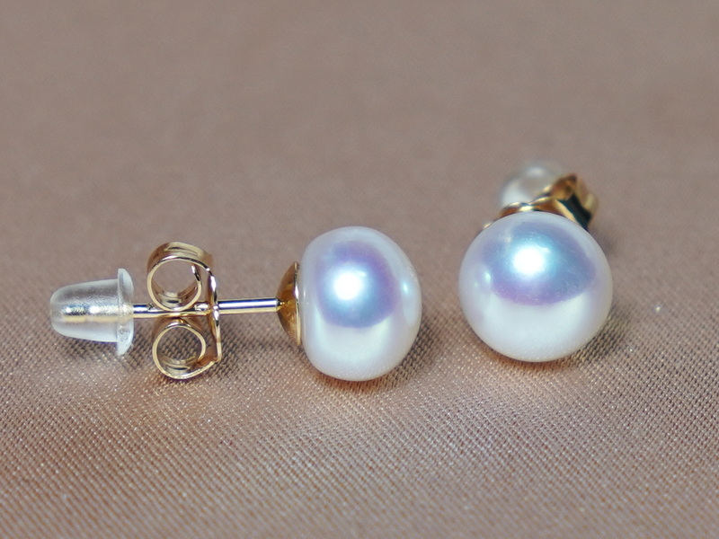 Zlaté náušnice pravé říční perly BFE585AAAyP Zlaté náušnice pravé říční perly BFE585AAAyP