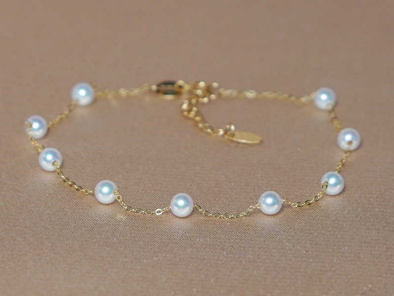 Zlatý náramek 18K s pravými sladkovodními perlami PB803SP Zlatý náramek 18K s pravými sladkovodními perlami PB803SP