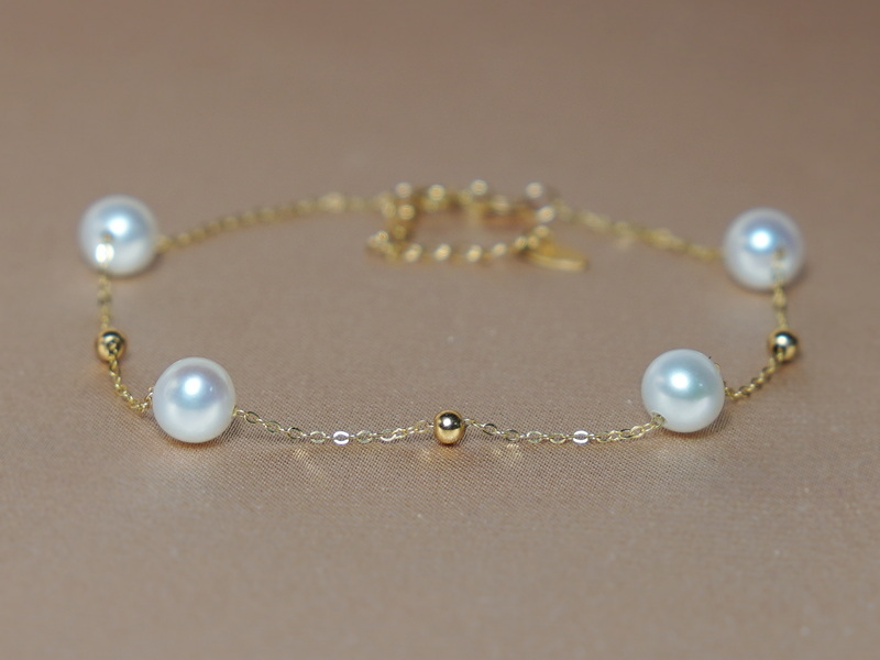 Zlatý náramek 18K s pravými sladkovodními perlami PB824SP Zlatý náramek 18K s pravými sladkovodními perlami PB824SP