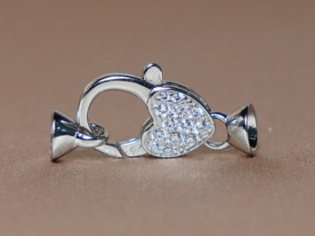 Elegantní stříbrný perlový uzávěr SRDÍČKO K04 Elegantní stříbrný perlový uzávěr SRDÍČKO K04