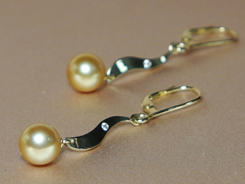 Zlaté náušnice s perlami Jižního Pacifiku BC04YE-G Zlaté náušnice s perlami Jižního Pacifiku BC04YE-G