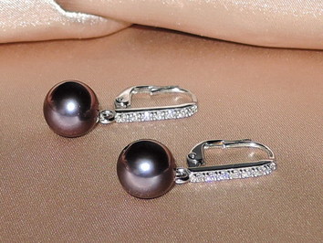 Perlové náušnice černé sladkovodní perly BC024SE-B Perlové náušnice černé sladkovodní perly BC024SE-B