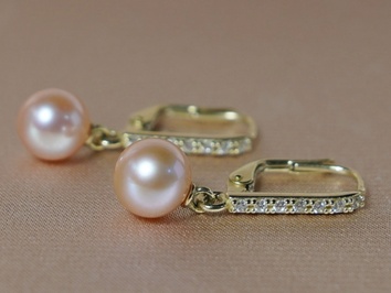 Zlaté perlové náušnice ve 14K zlatě BC024YFE-P Zlaté perlové náušnice ve 14K zlatě BC024YFE-P