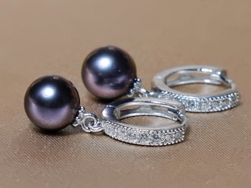 Stříbrné perlové náušnice černé perly RSE300AAAbG Stříbrné perlové náušnice černé perly RSE300AAAbG