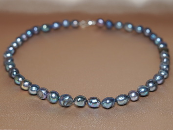 Perlový náhrdelník pravé černé sladkovodní perly BN7080Gb Perlový náhrdelník pravé černé sladkovodní perly BN7080Gb