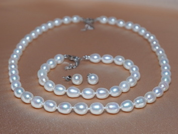 Perlový set z pravých bílých říčních perel OSSET6065AA+wJ Perlový set z pravých bílých říčních perel OSSET6065AA+wJ