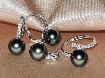 Šperky s černými tahitskými perlami AAA BC130WS-T Šperky s černými tahitskými perlami AAA BC130WS-T