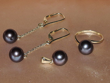 Zlatý perlový set z černých sladkovodních perel BC160YFS-B Zlatý perlový set z černých sladkovodních perel BC160YFS-B