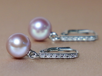 Stříbrné náušnice s říčními perlami a zirkony BC024SE-L Stříbrné náušnice s říčními perlami a zirkony BC024SE-L