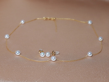 Sada zlatých šperků s akoya perlami APNCHSET002C Sada zlatých šperků s akoya perlami APNCHSET002C