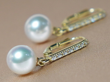 Zlaté náušnice 14K s perlami Jižního Pacifiku BC024YE-W Zlaté náušnice 14K s perlami Jižního Pacifiku BC024YE-W