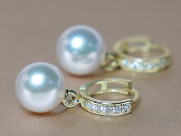 Zlaté náušnice 14K s perlami Jižního Pacifiku DS120YE-W Zlaté náušnice 14K s perlami Jižního Pacifiku DS120YE-W