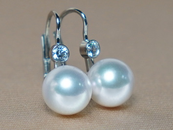 Zlaté náušnice 14K s perlami Jižního Pacifiku DS222WE-W Zlaté náušnice 14K s perlami Jižního Pacifiku DS222WE-W