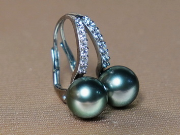 Zlaté náušnice tahitské perly  BC021WE-T Zlaté náušnice tahitské perly  BC021WE-T