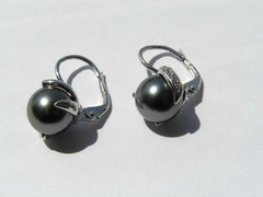 Zlaté náušnice 14K s brilianty a tahitskými perlami AAA BC05WE-T náušnice s tahitskými perlami BC05WE-T najvyššia AAA kvalita BC05WE-T