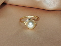 Zlatý prsten 14K s perlou Jižního Pacifiku AAA BC05YR-G prsteň s juhomorskou perlou BC05YR-G perlou najvyššia AAA kvalita BC05YR-G