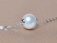 Stříbrný náhrdelník s pravou bílou říční perlou 8mm RP888wM Perlový náhrdelník RP888wM.JPG RP888wM