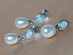 Stříbrný set šperků s opály a pravými perlami PS111B Strieborný set šperkov s opálmi a pravými perlami PS111B.1.JPG PS111B